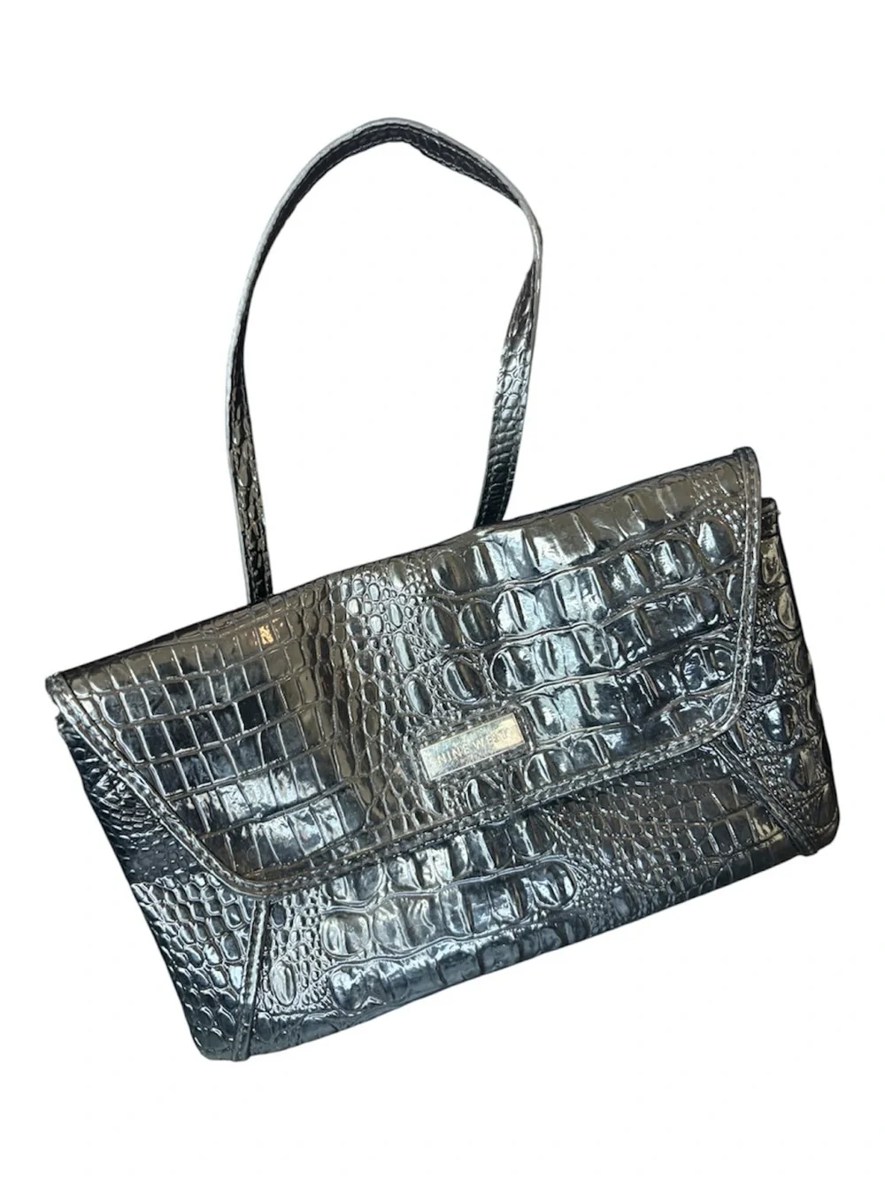Nine West Black Croc-Embossed Shoulder Bag - Unbranded